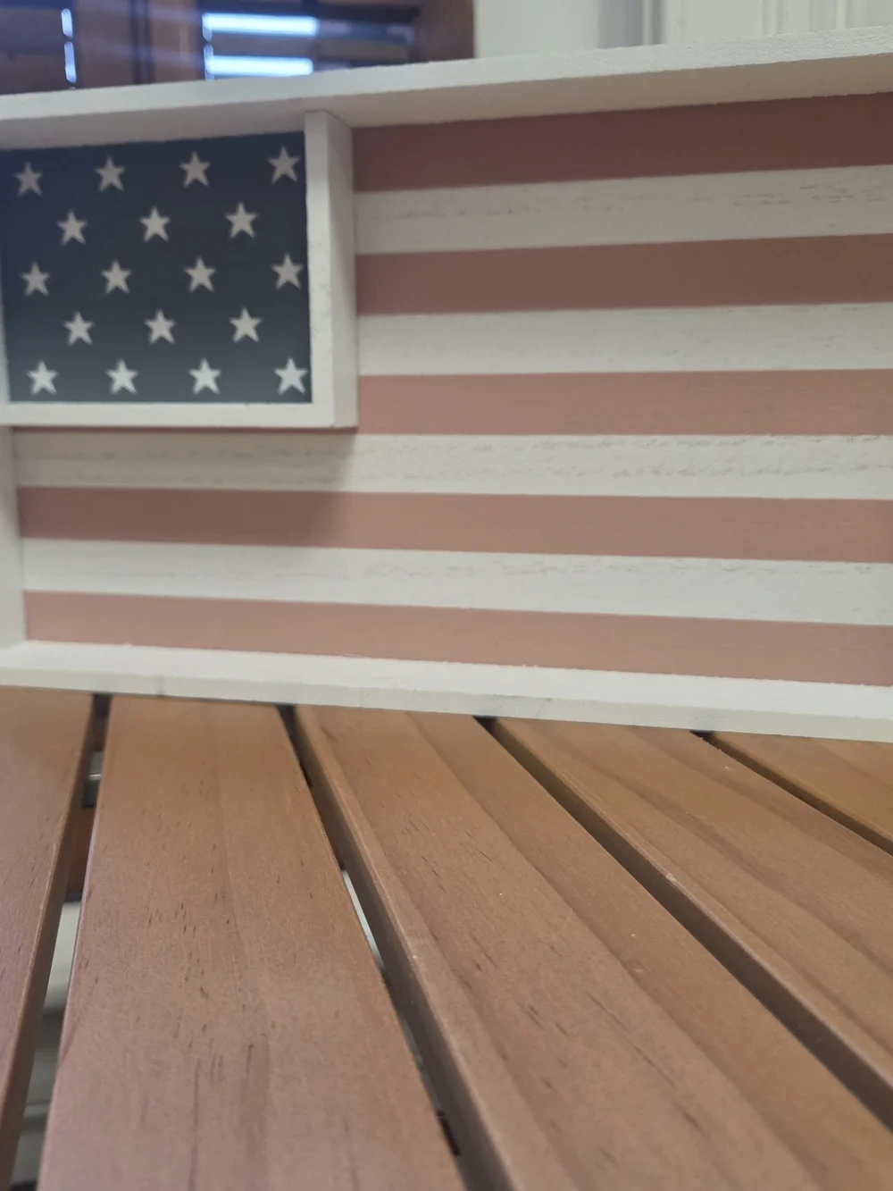 Wooden Flag Vanity Tray in White and Dusty Pink